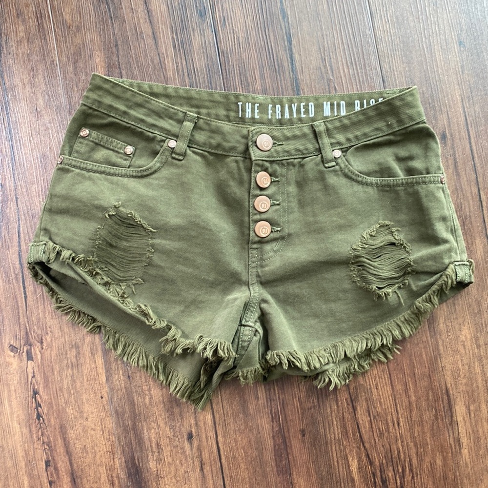 Army Green Cut Off Shorts